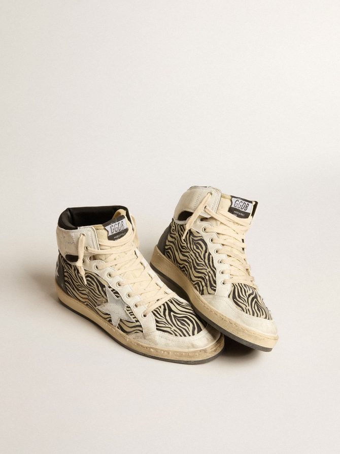 Women’s Sky-Star LAB in zebra nappa with textured silver leather star - Image 2
