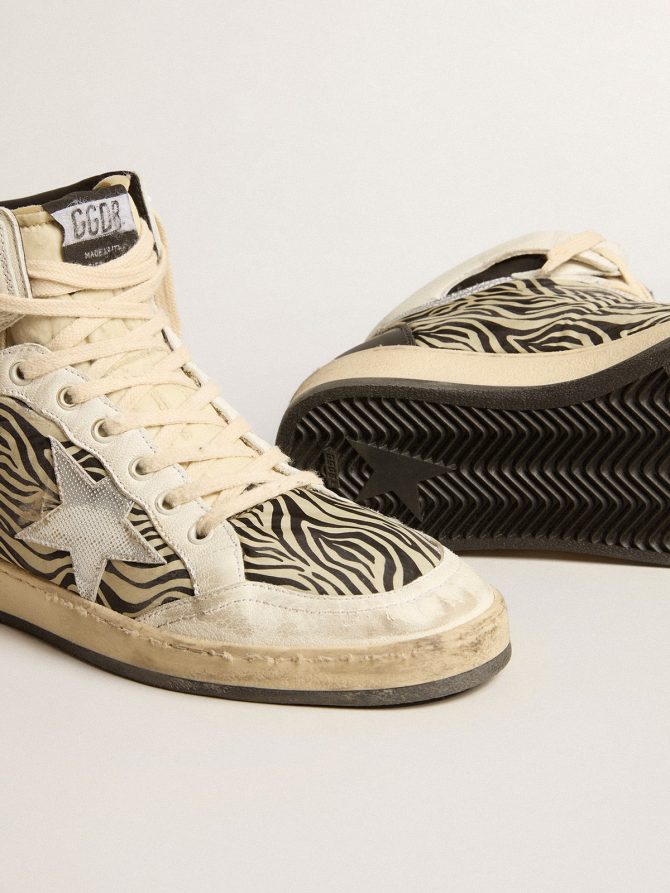 Women’s Sky-Star LAB in zebra nappa with textured silver leather star - Image 3