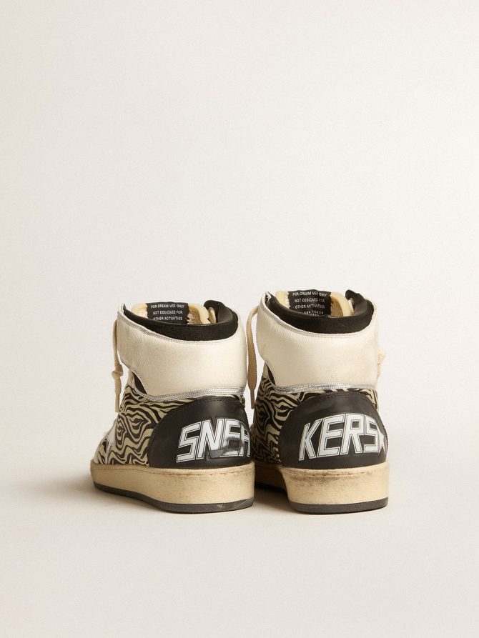 Women’s Sky-Star LAB in zebra nappa with textured silver leather star - Image 4