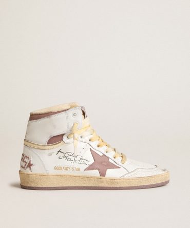 Sky-Star in white leather with pink leather star