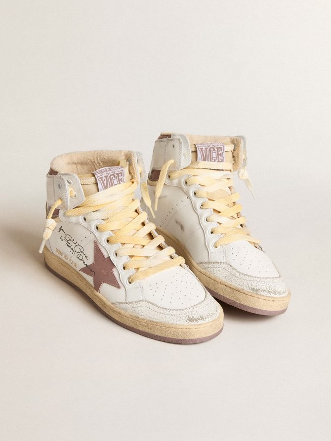 Sky-Star in white leather with pink leather star - Image 2
