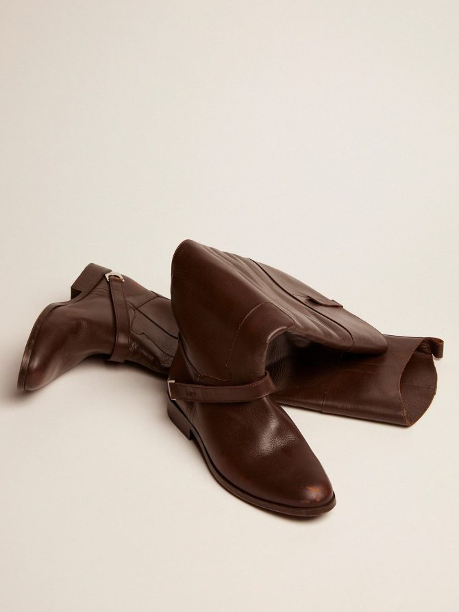 Women’s Charlie boots in dark brown leather and clamp on the heel - Image 2