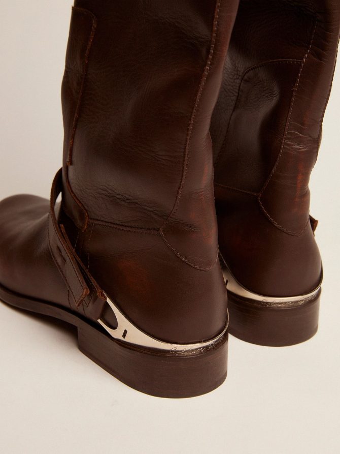 Women’s Charlie boots in dark brown leather and clamp on the heel - Image 5