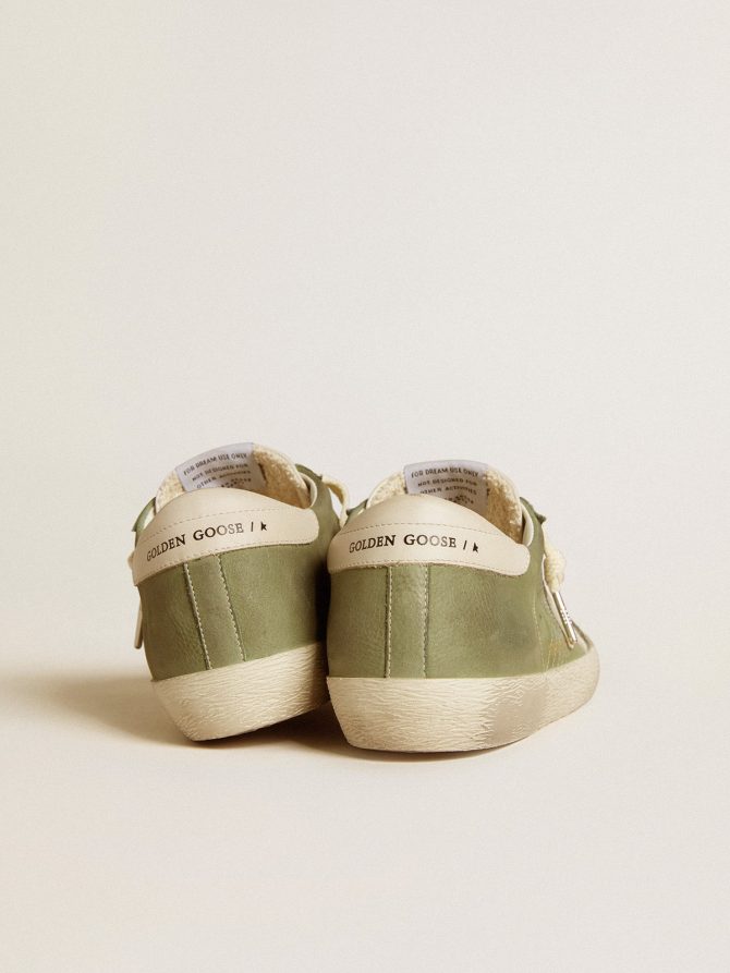 Women’s Super-Star LTD in green nubuck with white leather star and heel tab - Image 4