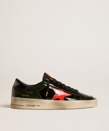 Women’s Stardan LAB in black and green patent leather with orange star