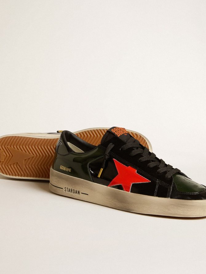 Women’s Stardan LAB in black and green patent leather with orange star - Image 3