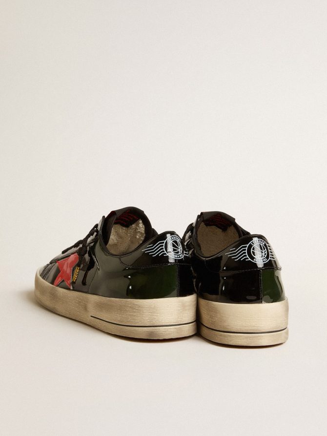 Women’s Stardan LAB in black and green patent leather with orange star - Image 4