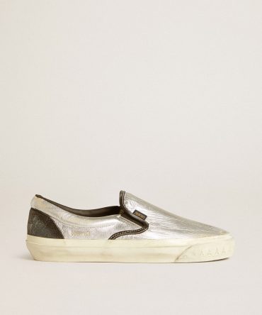 Women’s VCE Penstar in metallic silver leather with black leather heel tab