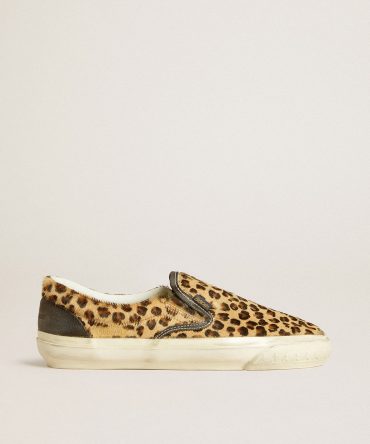 Women’s VCE Penstar in leopard-print pony skin with black leather heel tab