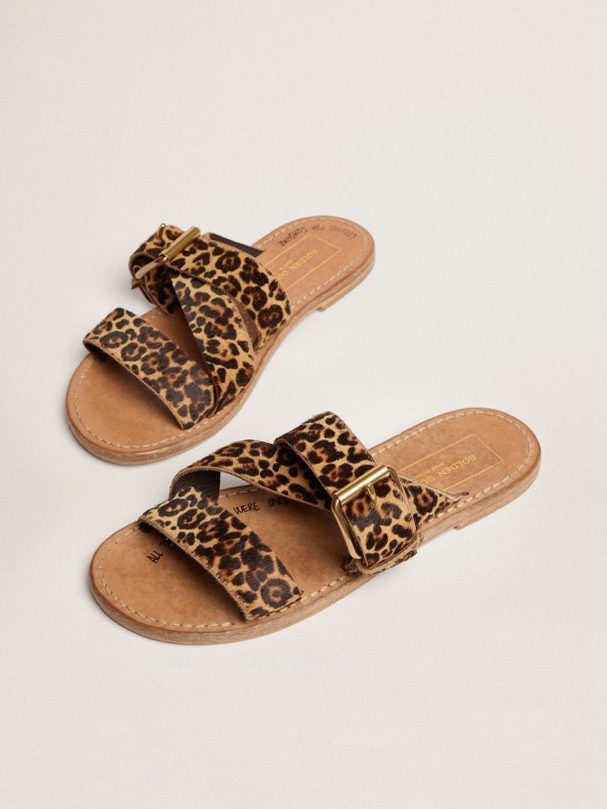 Margaret flat sandals in leopard-print pony skin - Image 2