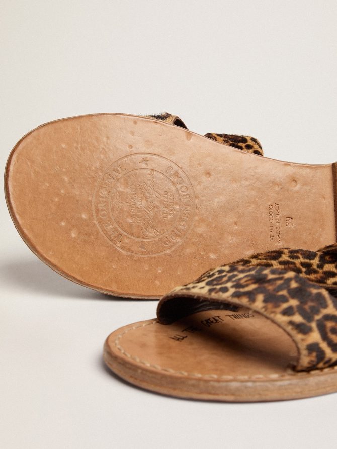 Margaret flat sandals in leopard-print pony skin - Image 4