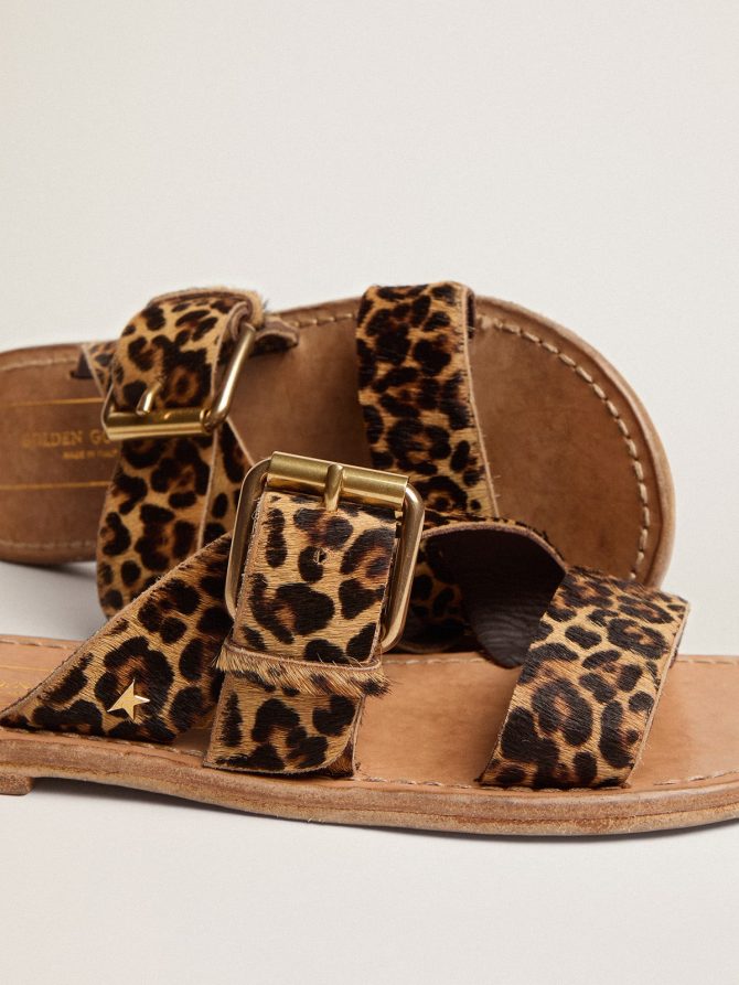 Margaret flat sandals in leopard-print pony skin - Image 5