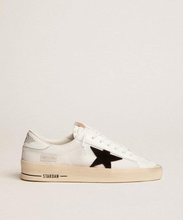 Stardan with white leather and mesh inserts and black suede star