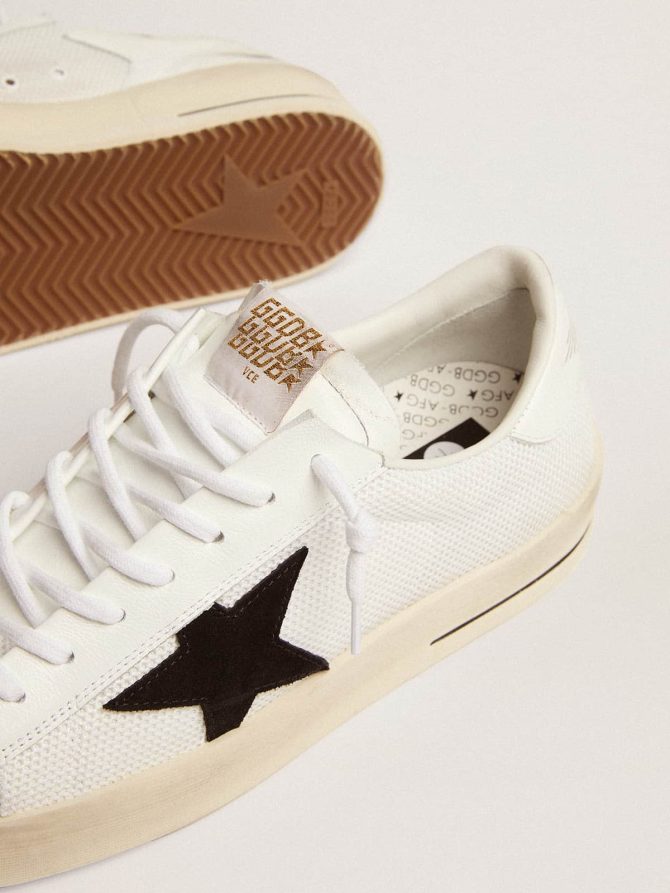 Stardan with white leather and mesh inserts and black suede star - Image 3