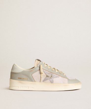 Stardan in gray nappa leather and white mesh with gray leather star