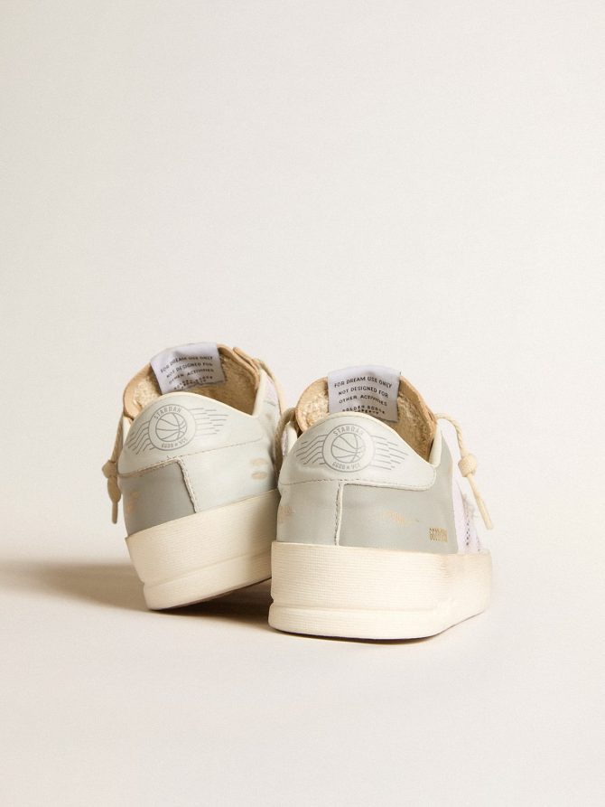 Stardan in gray nappa leather and white mesh with gray leather star - Image 4