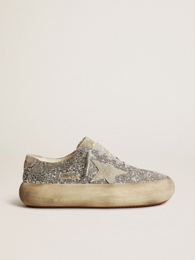 Women’s Space-Star in silver glitter with ice-gray star