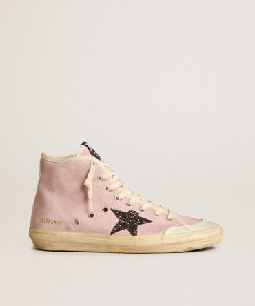 Francy Penstar in pink suede with gray glitter star