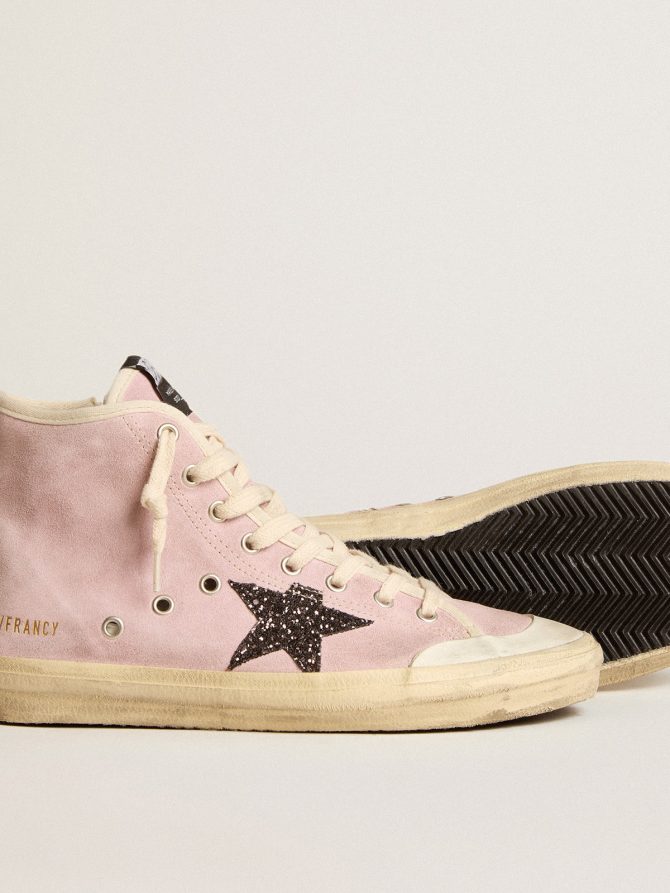 Francy Penstar in pink suede with gray glitter star - Image 3