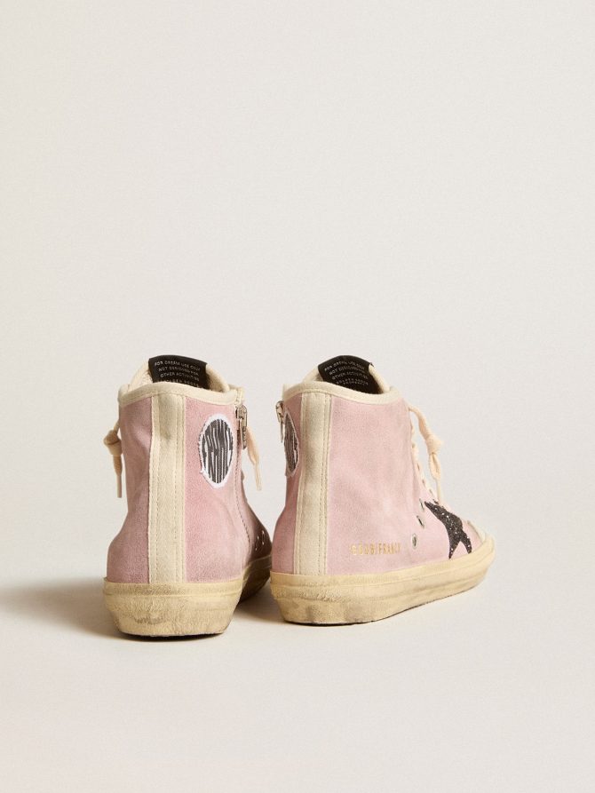 Francy Penstar in pink suede with gray glitter star - Image 4