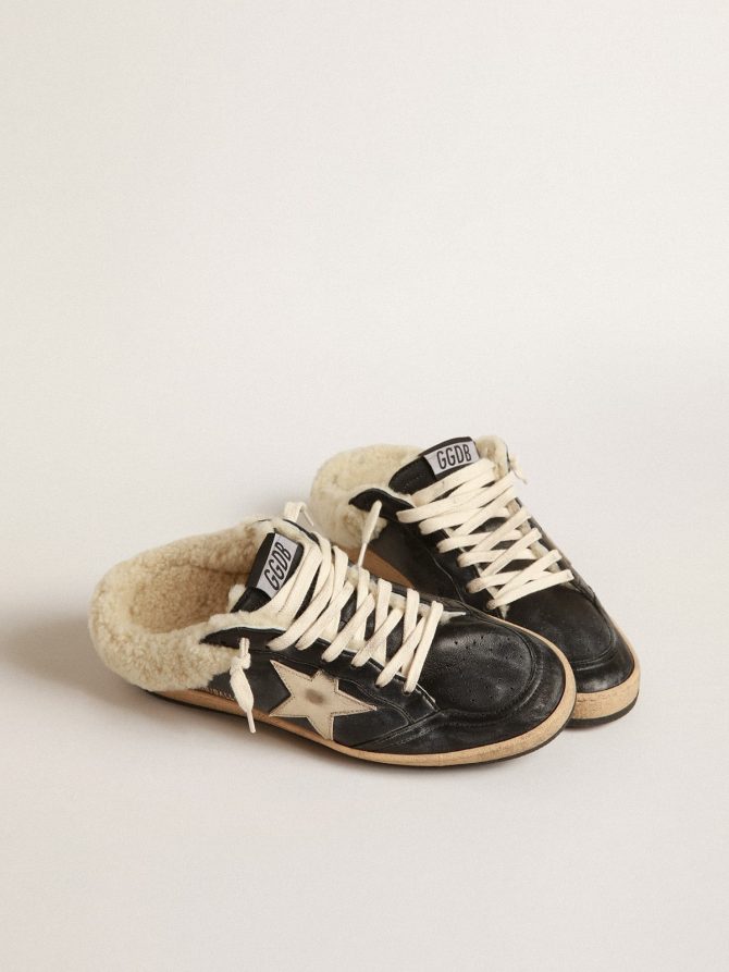 Ball Star Sabots in nappa with platinum star and shearling lining - Image 2