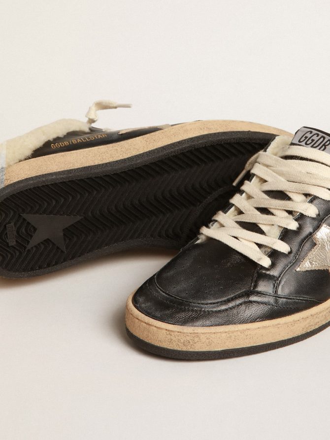 Ball Star Sabots in nappa with platinum star and shearling lining - Image 3