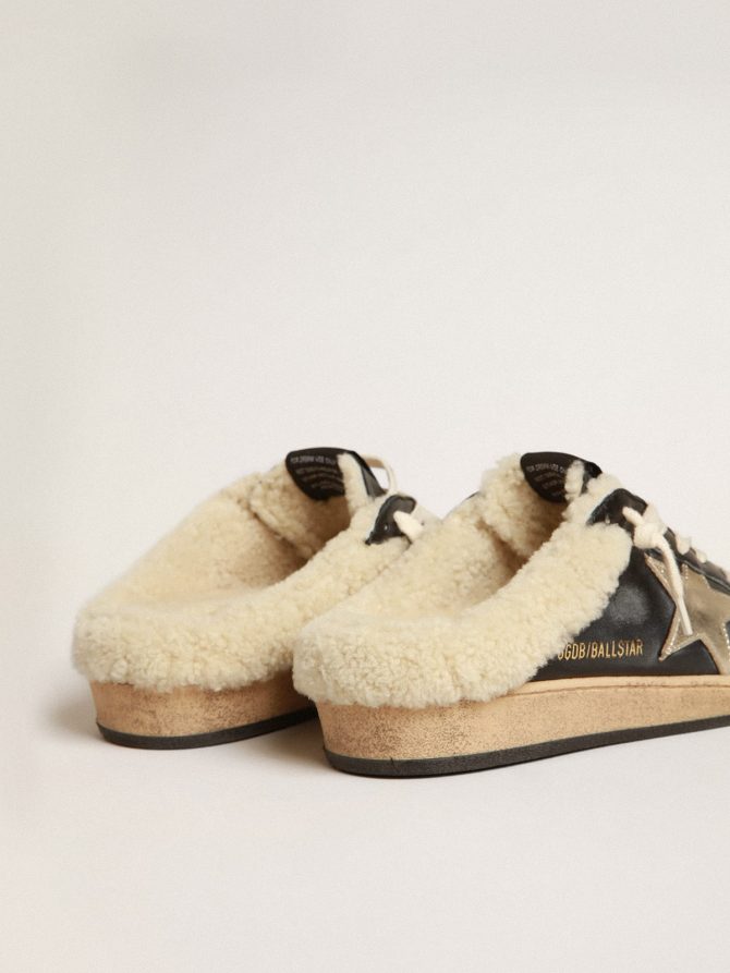 Ball Star Sabots in nappa with platinum star and shearling lining - Image 4
