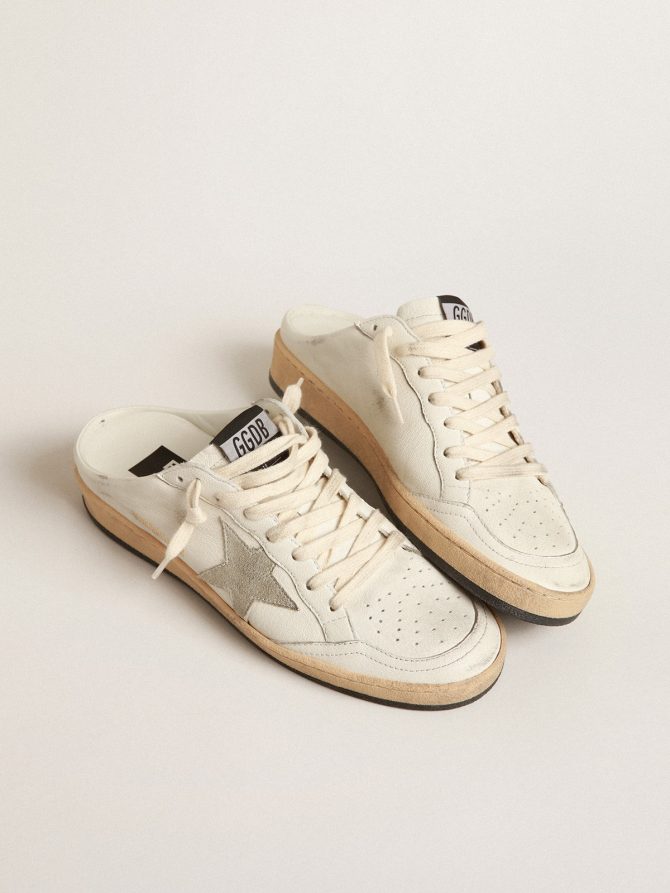 Ball Star Sabots in nappa leather with ice-gray suede star - Image 2