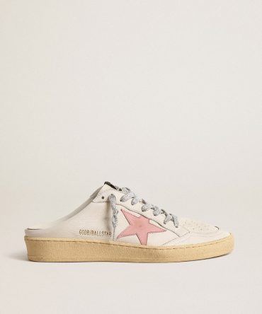 Ball Star Sabots in white nappa with an old-rose leather star