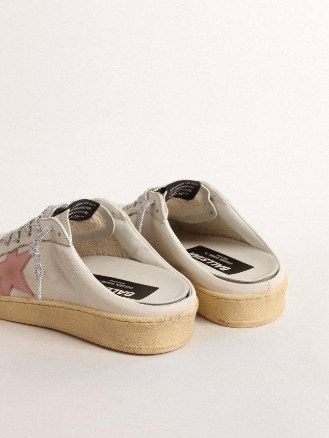 Ball Star Sabots in white nappa with an old-rose leather star - Image 5