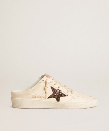 Ball Star Sabots in ivory nappa with bronze glitter star
