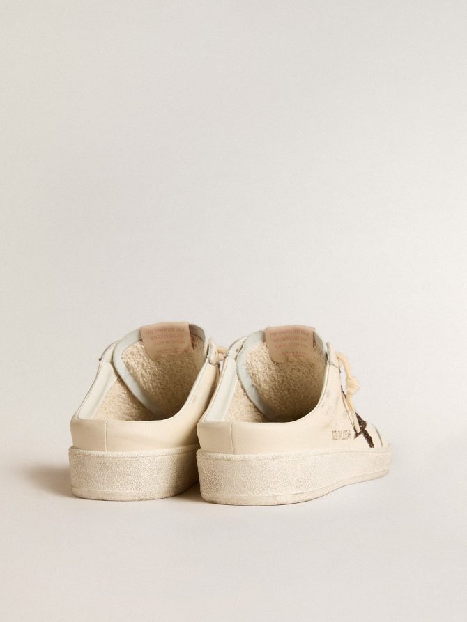 Ball Star Sabots in ivory nappa with bronze glitter star - Image 4