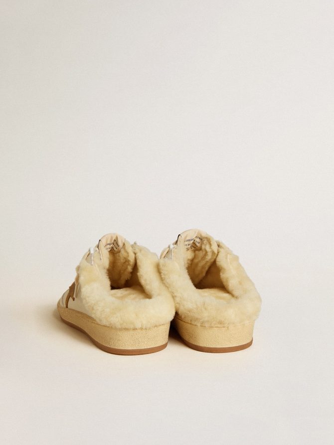 Ball Star Sabots in leather with suede star and beige shearling lining - Image 4