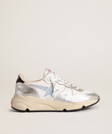 Running Sole in nylon and silver metallic leather with light blue star