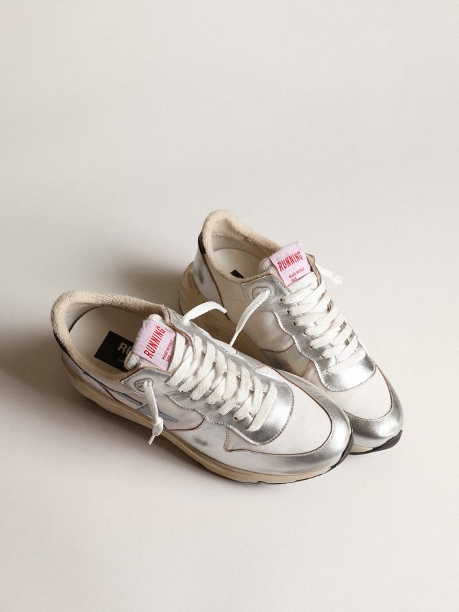 Running Sole in nylon and silver metallic leather with light blue star - Image 2