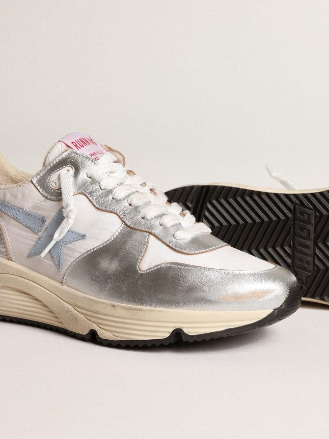 Running Sole in nylon and silver metallic leather with light blue star - Image 3
