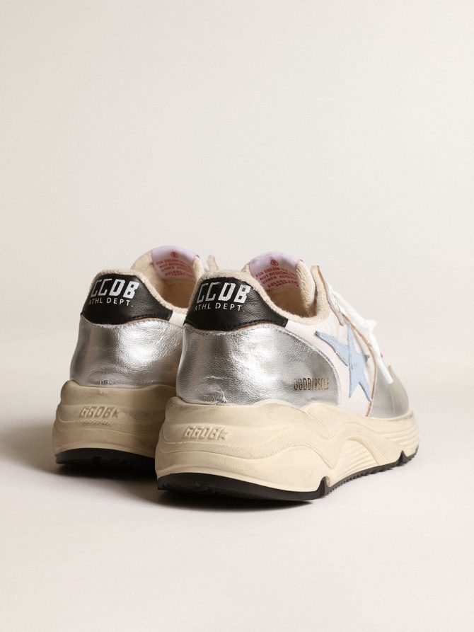 Running Sole in nylon and silver metallic leather with light blue star - Image 4
