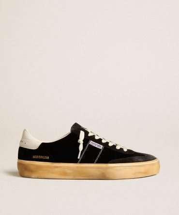 Soul Star in black velvet with white leather heel tab