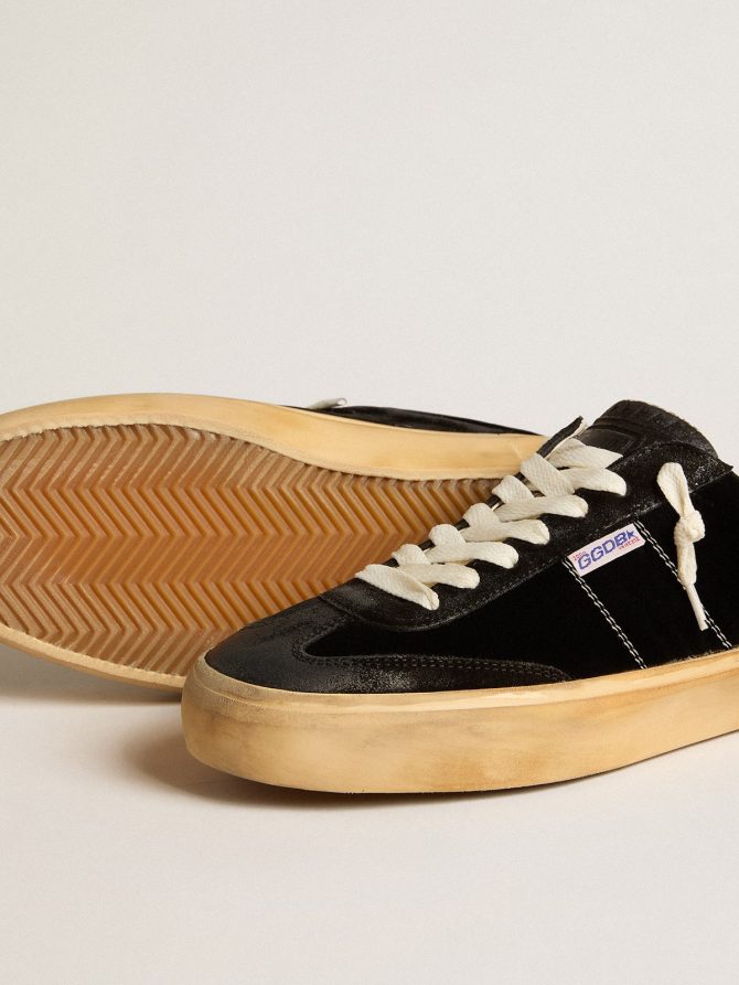 Soul Star in black velvet with white leather heel tab - Image 4