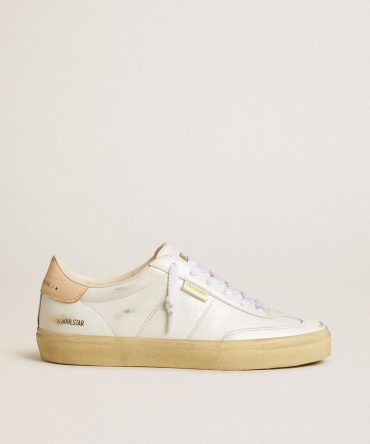 Women’s Soul Star in white leather with pink leather heel tab