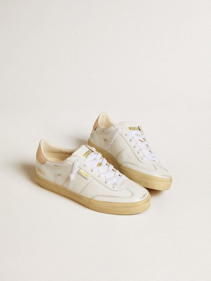 Women’s Soul Star in white leather with pink leather heel tab - Image 2