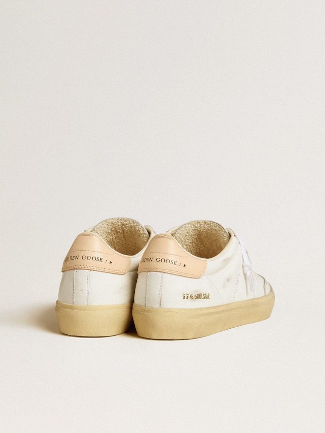 Women’s Soul Star in white leather with pink leather heel tab - Image 4