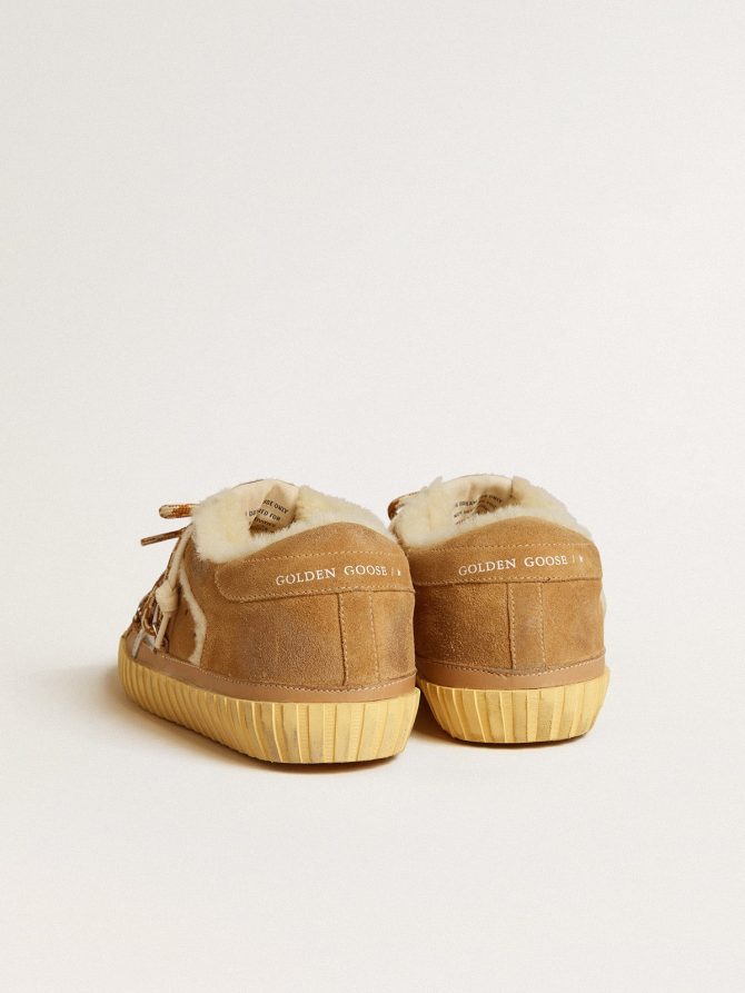 Super-Star in beige suede and shearling with metallic leather star - Image 4