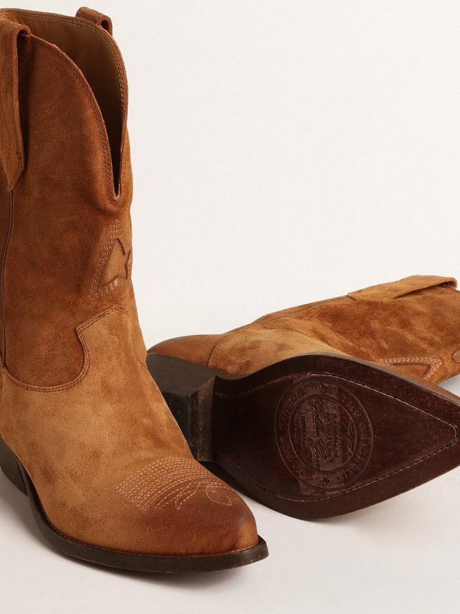 Low Wish Star boots in cognac-colored suede with inlay star - Image 3