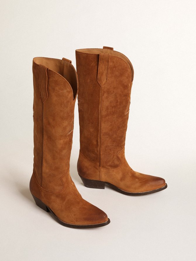 Wish Star boots in cognac suede with tone-on-tone inlay star - Image 2
