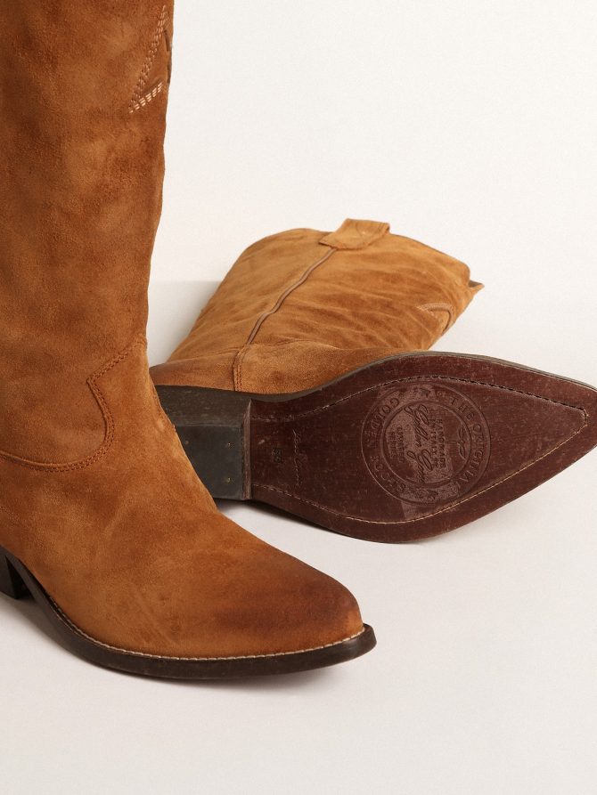 Wish Star boots in cognac suede with tone-on-tone inlay star - Image 3