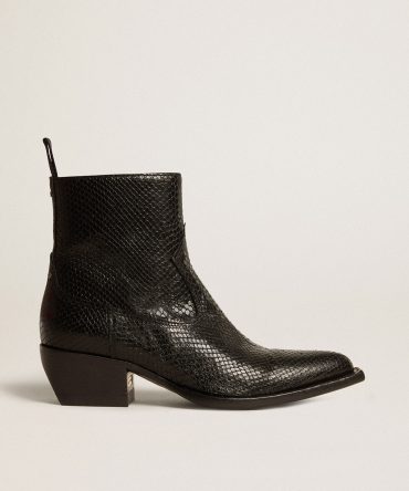 Low Debbie boots in black snake-print leather