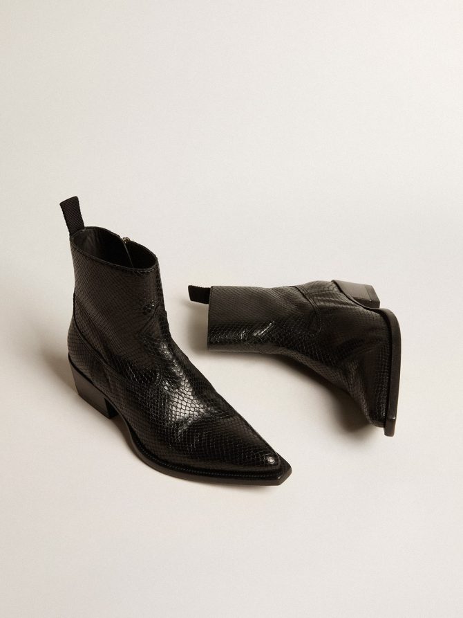 Low Debbie boots in black snake-print leather - Image 2
