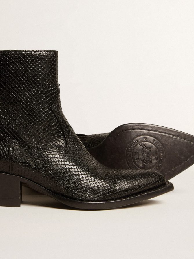 Low Debbie boots in black snake-print leather - Image 3