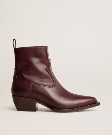 Womens’s low Debbie boots in burgundy leather